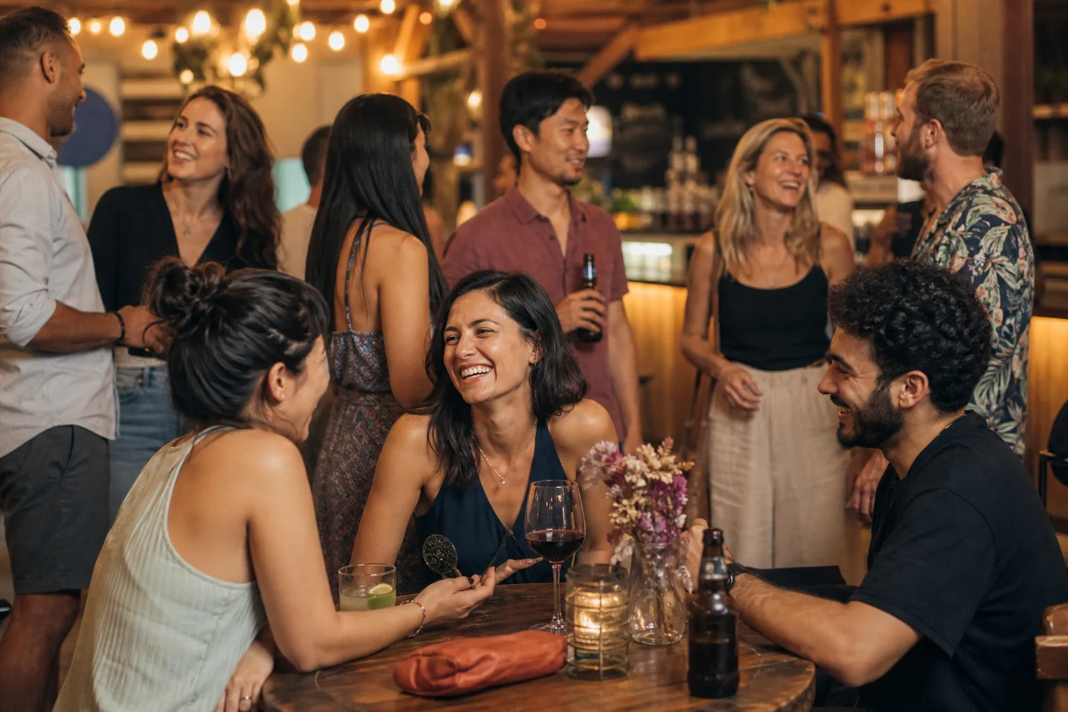 Adults chatting at a relaxed singles night in County Londonderry